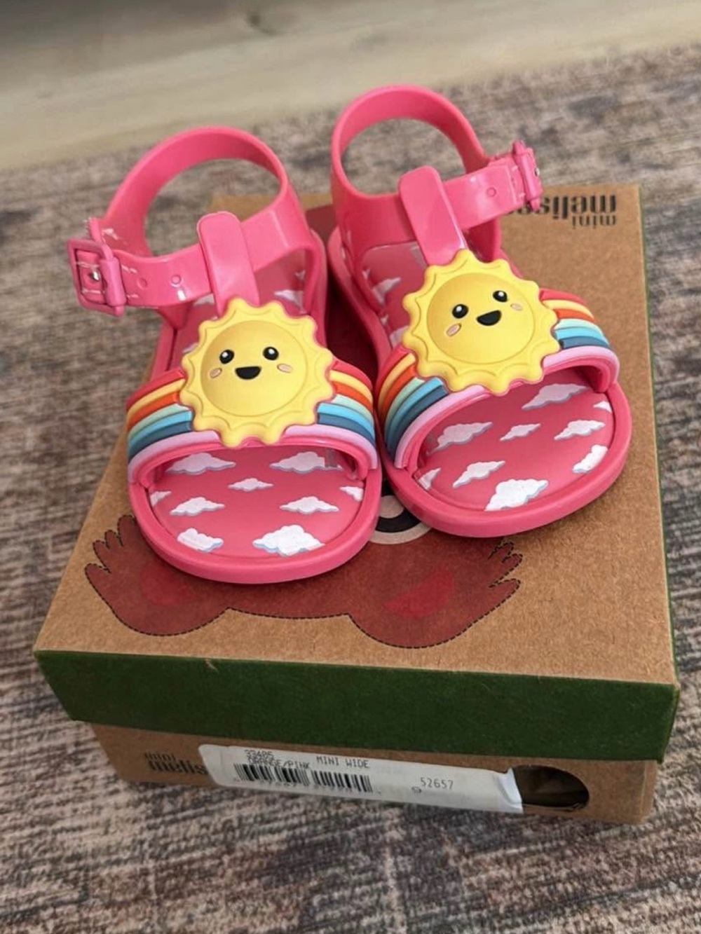 Mini Melissa Pink Sun & Rainbow Jelly Sandals